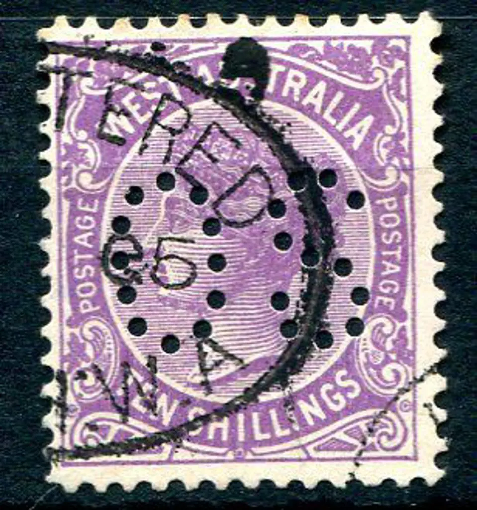 1902/11 10/- deep mauve QV perfined "OS". Good to ... Image 1++