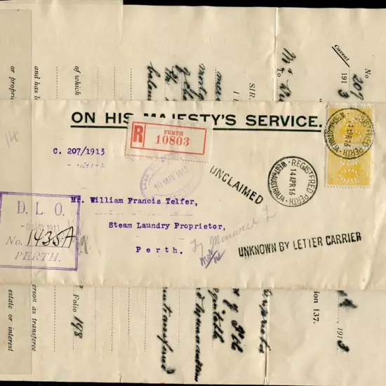 1913 (14th Apr) Registered OHMS cover with Land ...