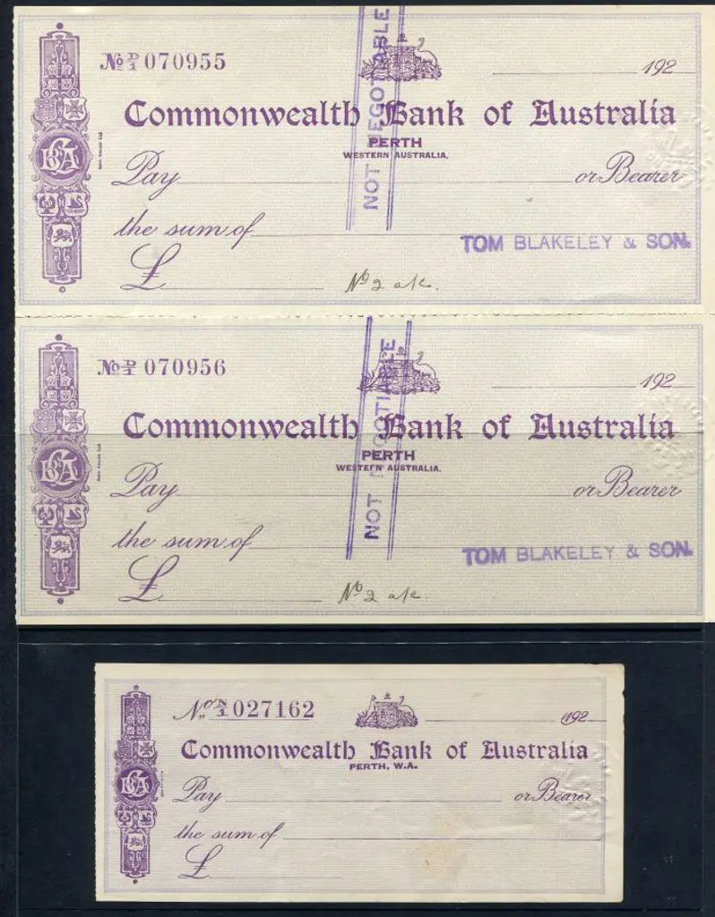 1920c Commonwealth Bank of Australia x 3 blank ... Image 1++