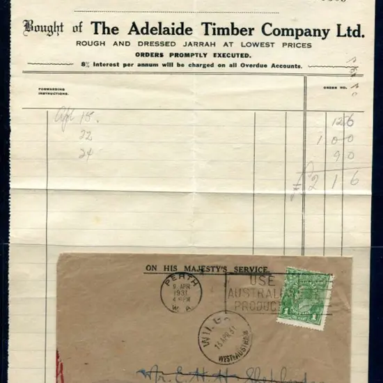 1931 (9th Apr) Returned Land Titles Office cover ...