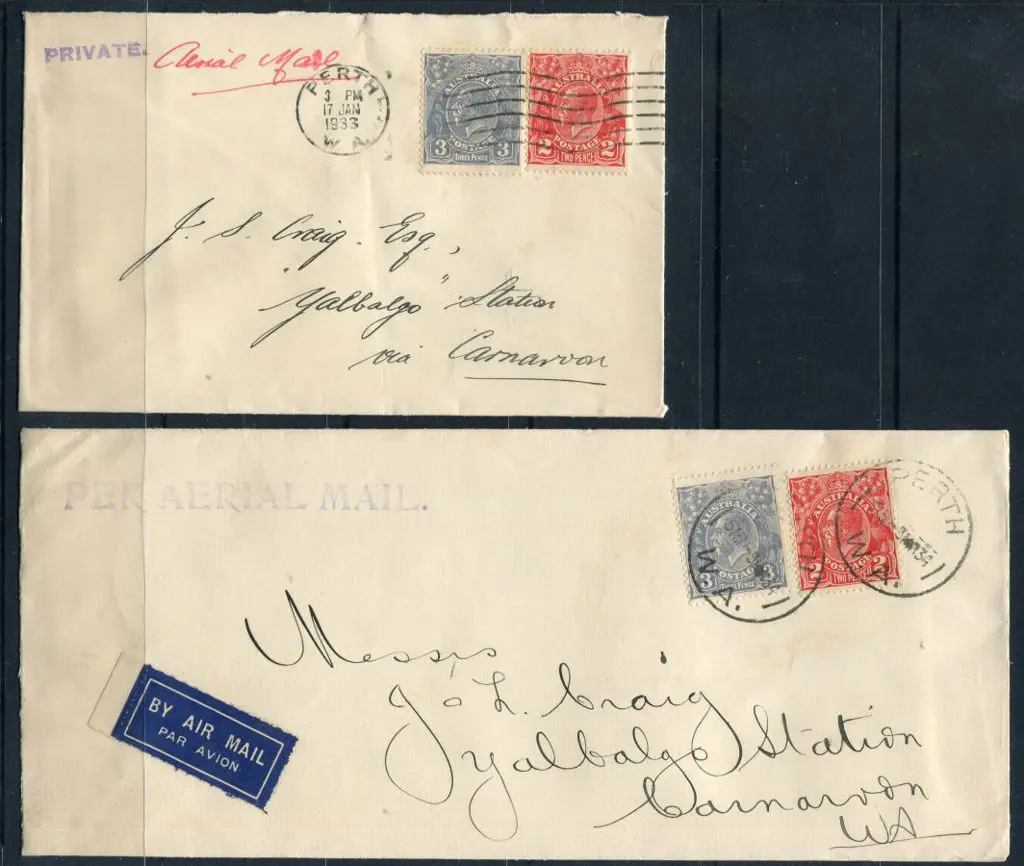 1933/34 2d & 3d KGV Airmail rate commercial covers ... Image 1++