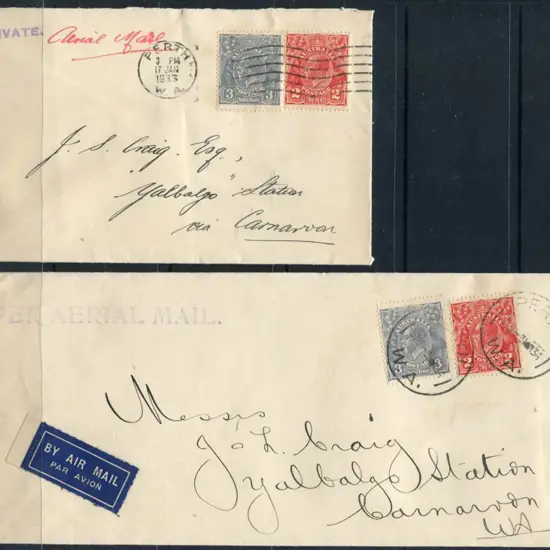 1933/34 2d & 3d KGV Airmail rate commercial covers ...