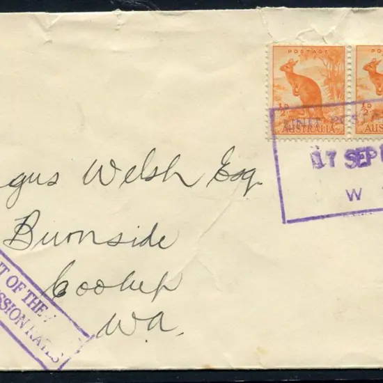 1945 (7th Sept) Western Command Unit Postal ...