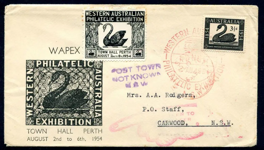 1954 (2nd Aug) Wapex commem illust cover with 3½d ... Image 1++