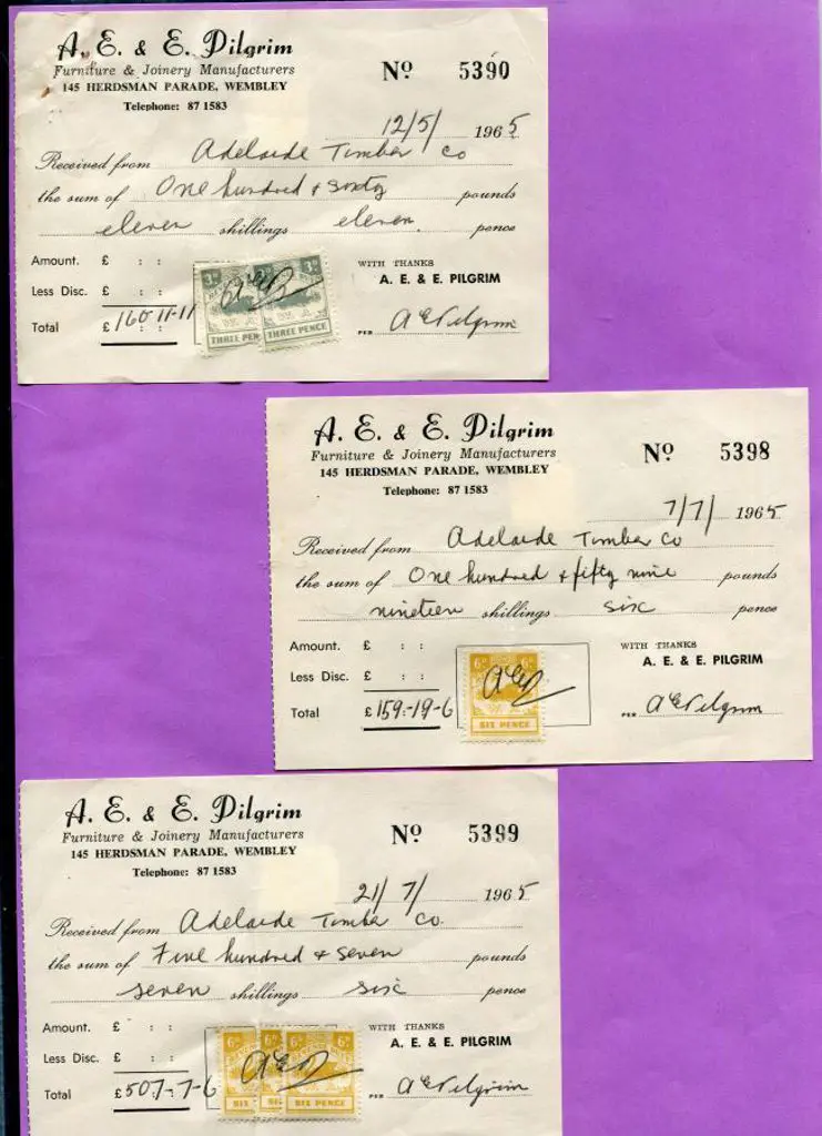 1964/65 Revenue Duty Stamps on documents with 7 ... Image 1++