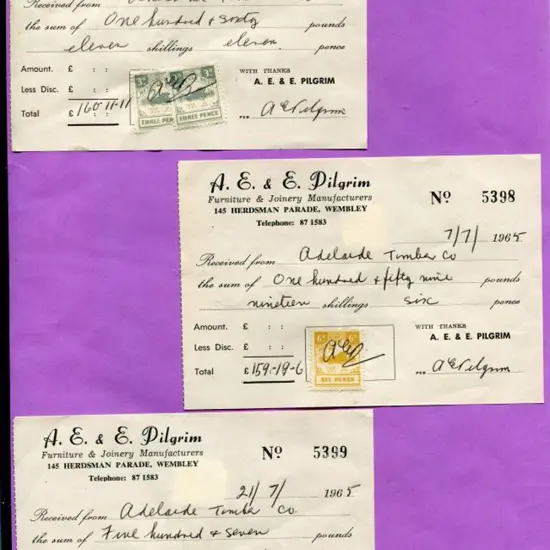 1964/65 Revenue Duty Stamps on documents with 7 ...