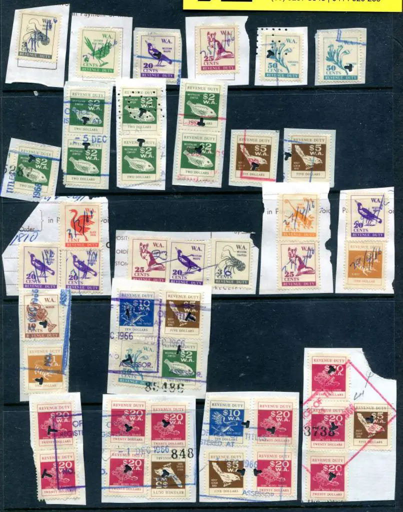 1966c Revenue Duty stamps x 22 on small document ... Image 1++