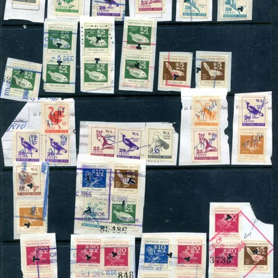 1966c Revenue Duty stamps x 22 on small document ...