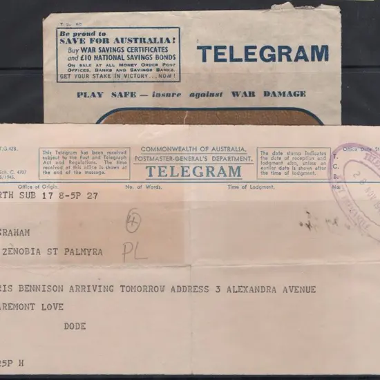 East Fremantle Telegram Office 95% strike in mauve ...