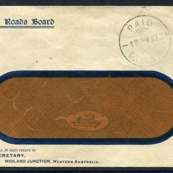 Midland Junction Paid 1d X28 on "Swan Roads Board" ...