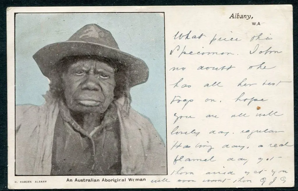 "An Australian Aboriginal Woman" b&w with blue sky ... Image 1++