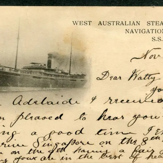 "West Australian Steam Navigation Co. S.S. Paroo." ...