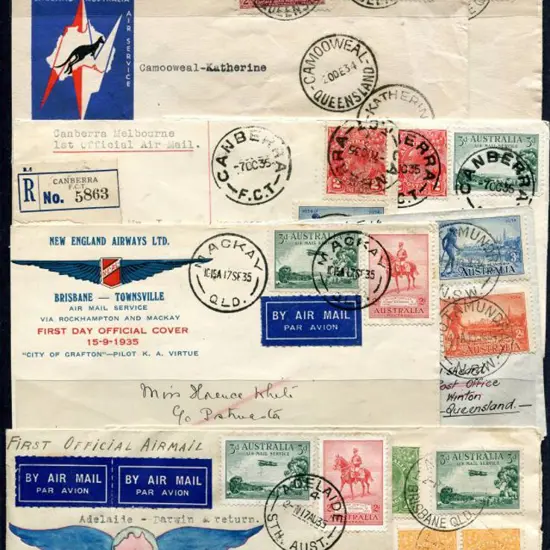 Various incl 1934 (9th-10th Dec) Australia to ...