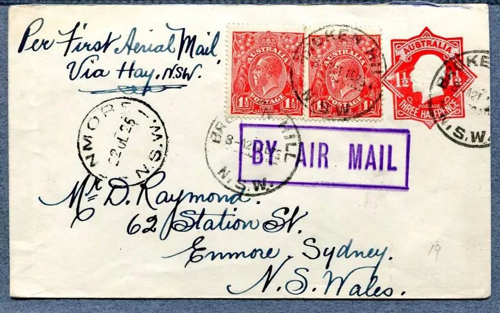 1925 (21st Jul) Broken Hill to Sydney 1½d KGV ... Image 1++