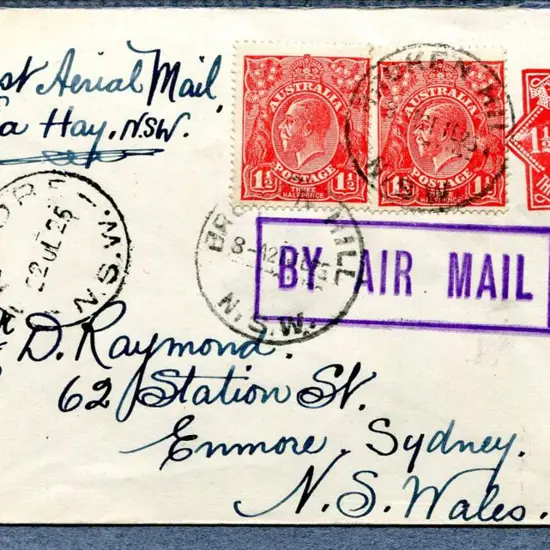 1925 (21st Jul) Broken Hill to Sydney 1½d KGV ...