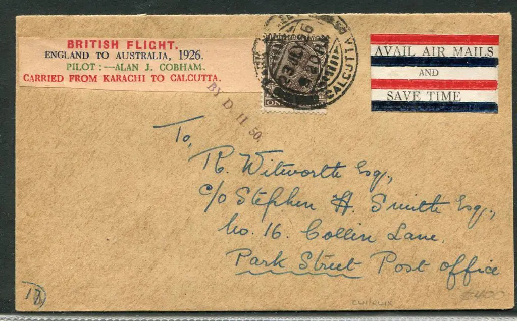 1926 (23rd July) Karachi to Calcutta intermediate ... Image 1++
