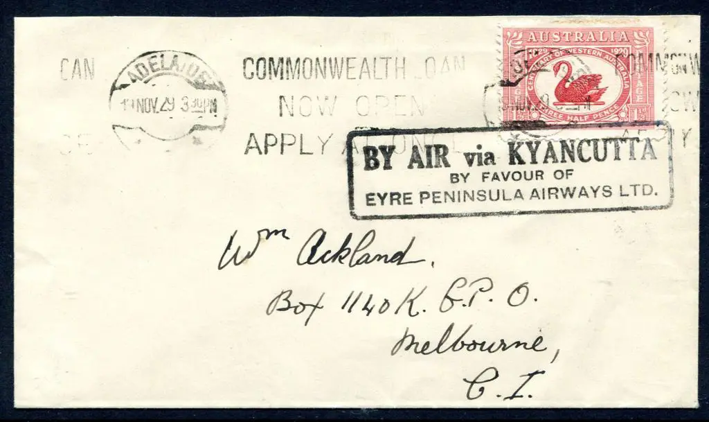 1929 (29th Oct) Streaky Bay to Adelaide by Eyre ... Image 1++