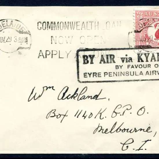 1929 (29th Oct) Streaky Bay to Adelaide by Eyre ...