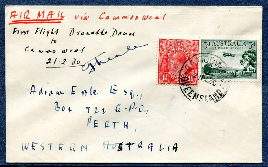 1930 (19th Feb) Brunette Downs to Camooweal signed ... Image 1++