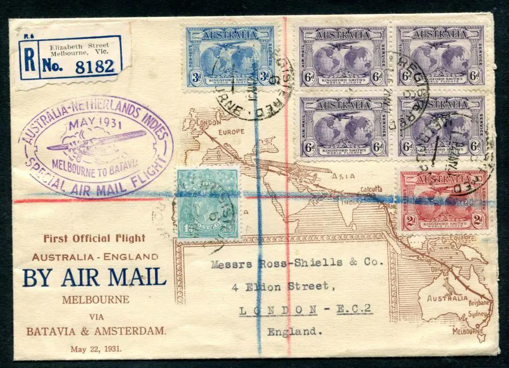 1931 (22nd May) Australia to England via Batavia & ... Image 1++