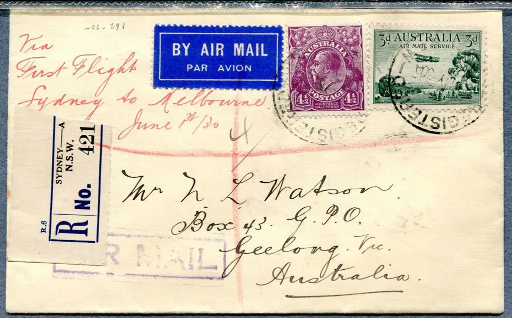 1930 (1st June) Sydney to Melbourne by ANA. ... Image 1++