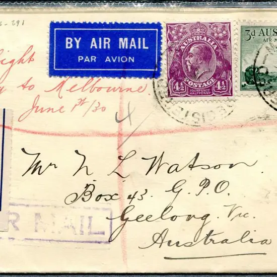 1930 (1st June) Sydney to Melbourne by ANA. ...