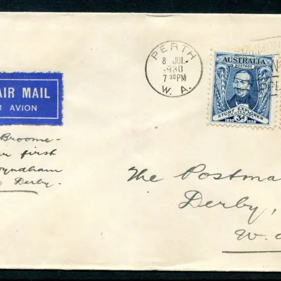 1930 (13th July) "Perth to Broome - thence per ...