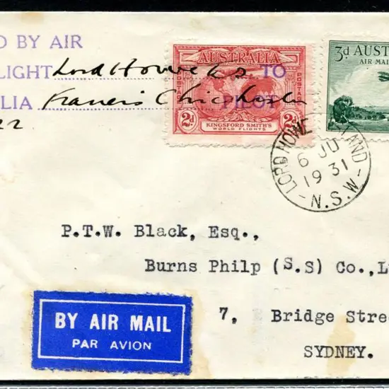 1931 (28th Mar) Lord Howe Island to Sydney cover ...
