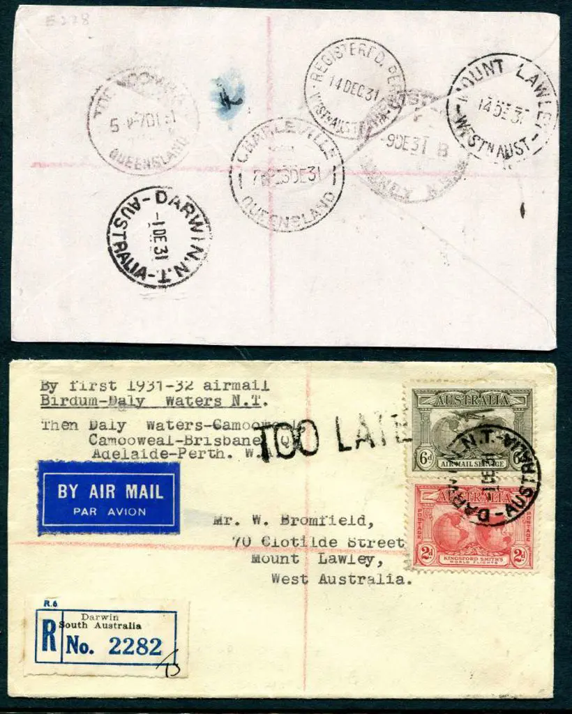 1931 (3rd Dec) "By first 1931-32 airmail ... Image 1++