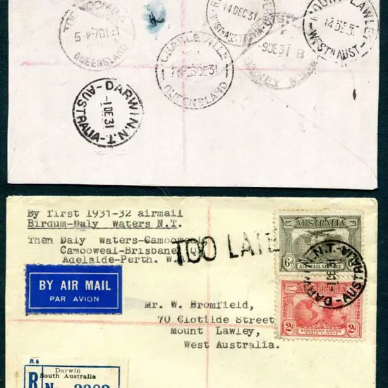 1931 (3rd Dec) "By first 1931-32 airmail ...