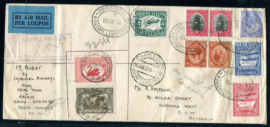 1932 (19th Jan) Cape Town to Sydney via Imperial ... Image 1++