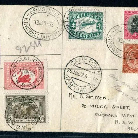 1932 (19th Jan) Cape Town to Sydney via Imperial ...