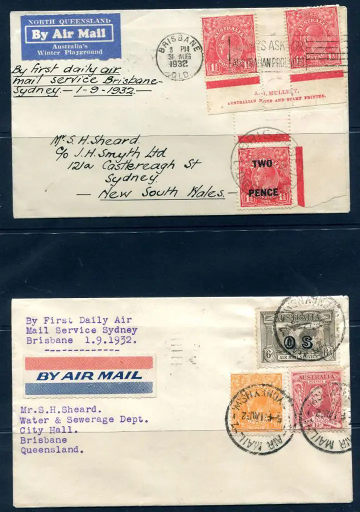1932 (1st Sept) Brisbane to Sydney & return covers ... Image 1++
