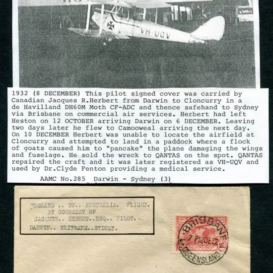 1932 (12th Oct) Darwin to Sydney via Brisbane ...
