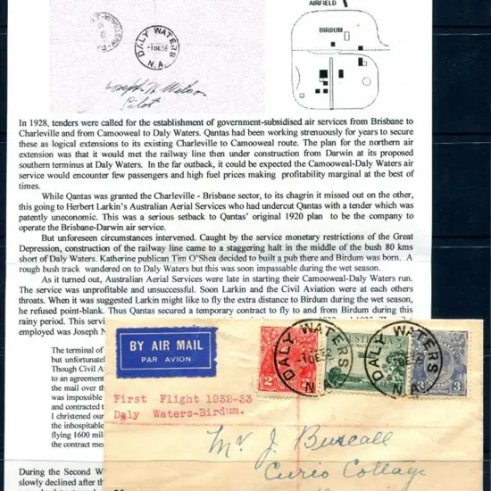 1932 (1st Dec) Daly Waters to Birdum Registered ...