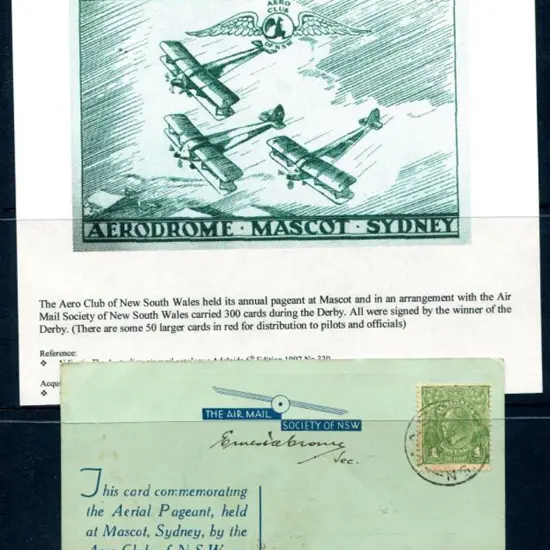 1933 (30th Sept) Air Mail Society of NSW blue card ...