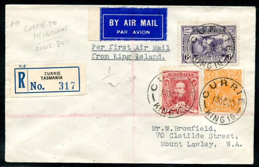 1933 (13th Oct) "Per First Air Mail from King ... Image 1++