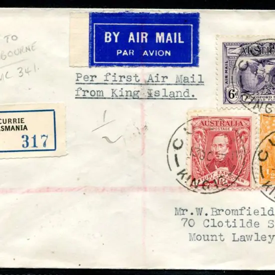 1933 (13th Oct) "Per First Air Mail from King ...