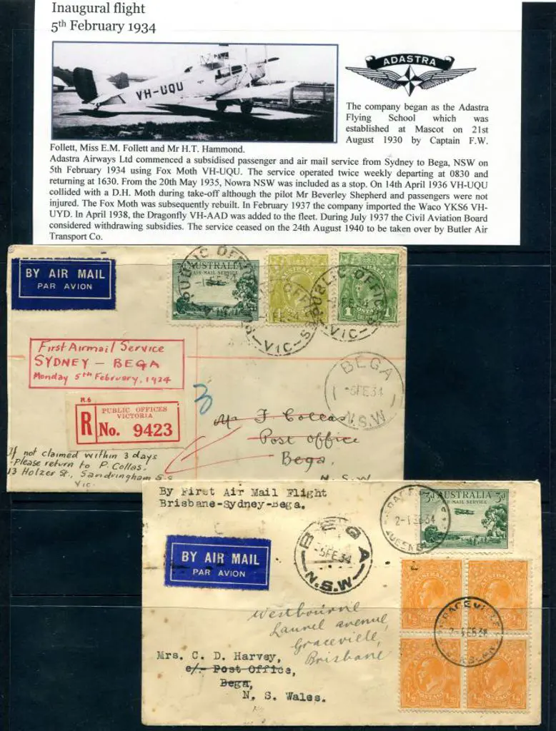 1934 (5th Feb) Bega to Sydney x 2 having been ... Image 1++