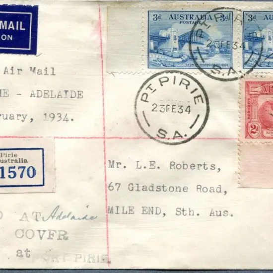 1934 (23rd Feb) Port Pirie to Adelaide return ...