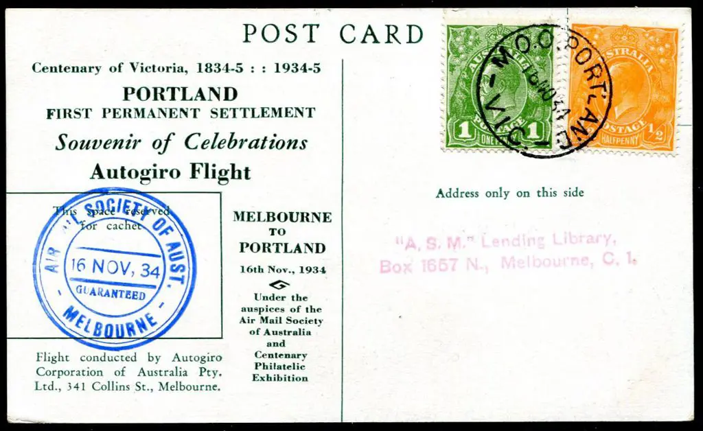 1934 (16th Nov) Melbourne to Portland ditto with ... Image 1++