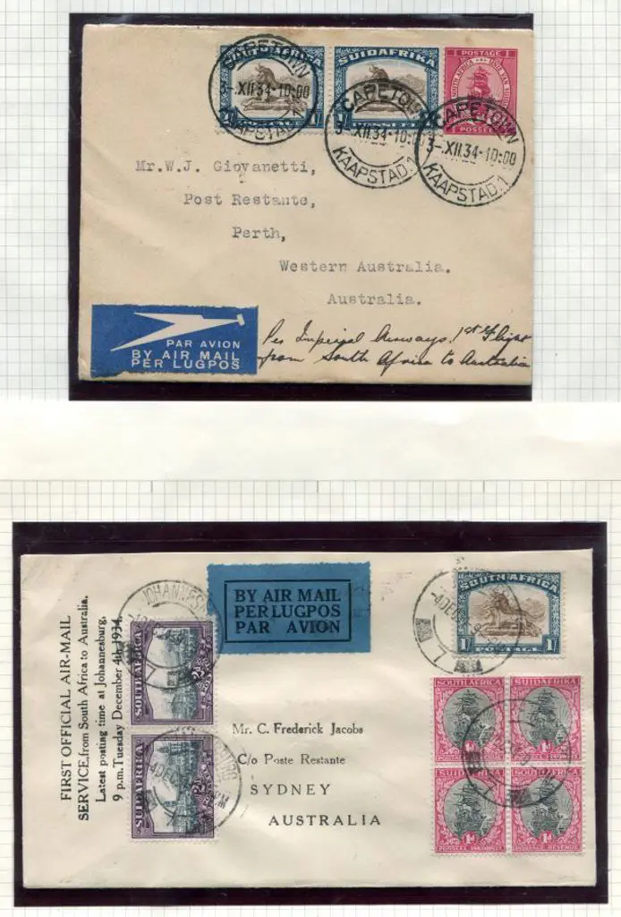 1934 (8th Dec) South Africa to Australia, 1d PSE ... Image 1++
