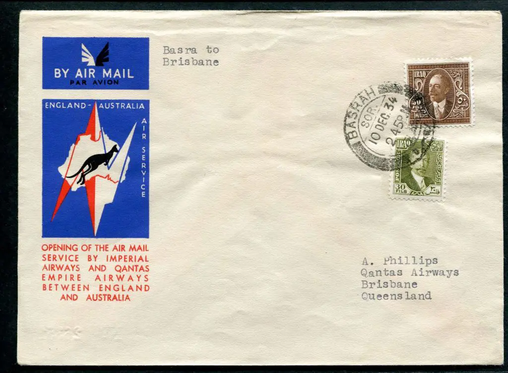 1934 (10th Dec) Basra (Iraq) to Brisbane by ... Image 1++