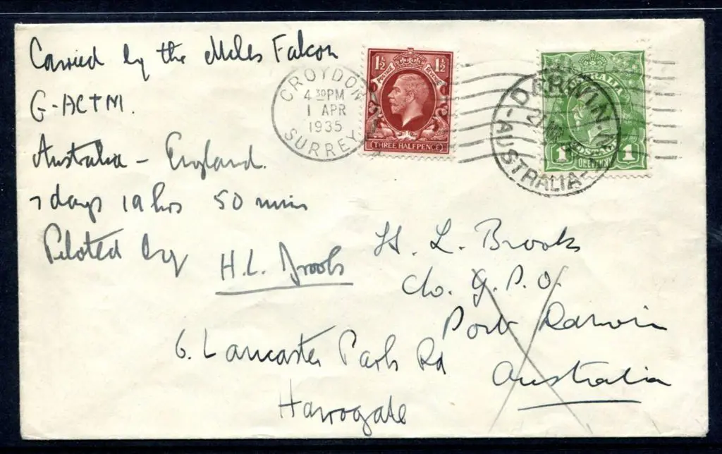1935 (24th Mar) Australia to England cover flown ... Image 1++