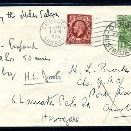 1935 (24th Mar) Australia to England cover flown ...