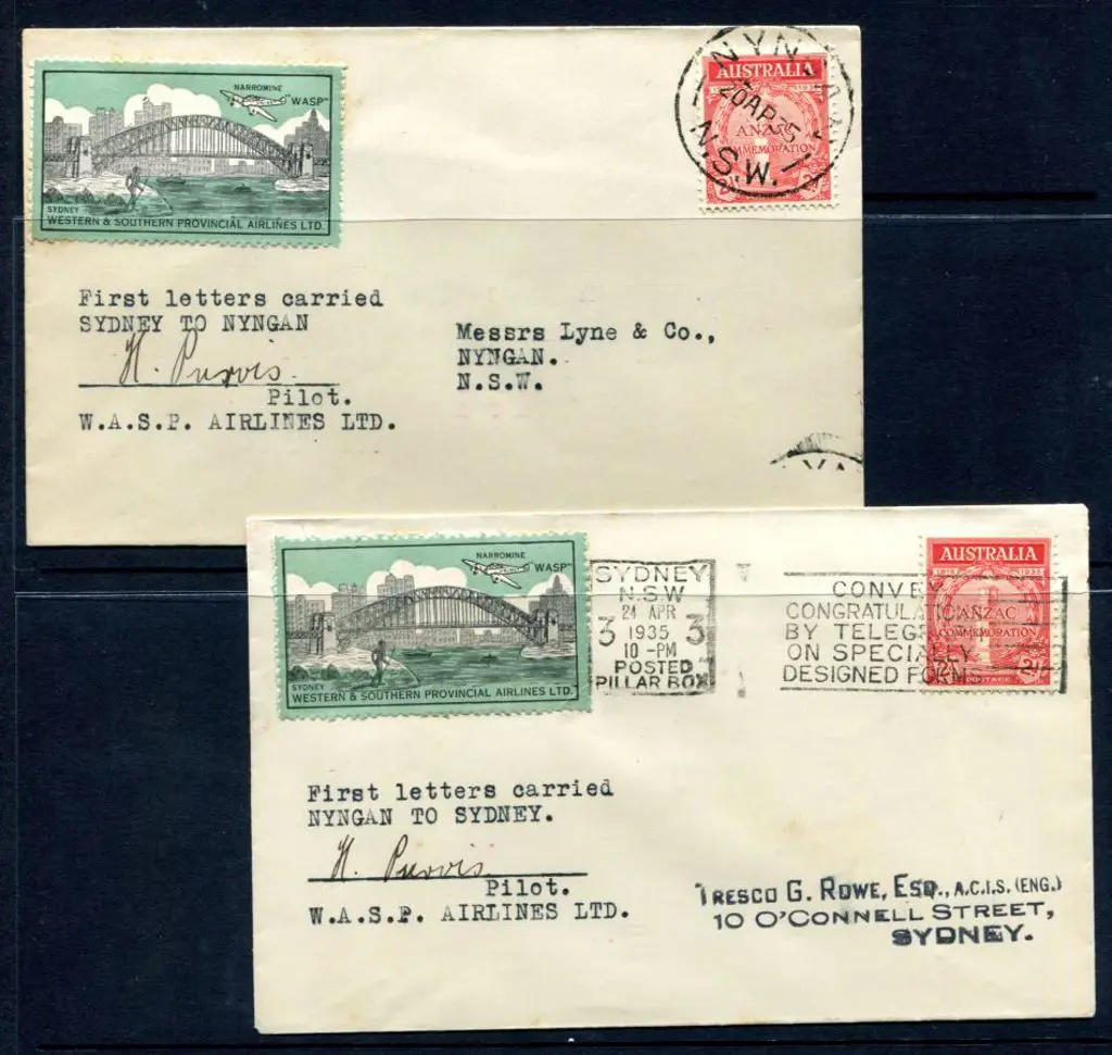1935 (24th April) Nyngan to Sydney & return covers ... Image 1++