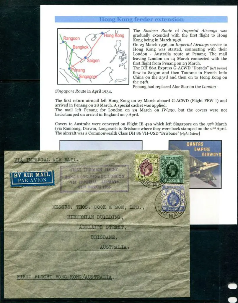 1936 (27th Mar) "First Through Flight Hong Kong to ... Image 1++