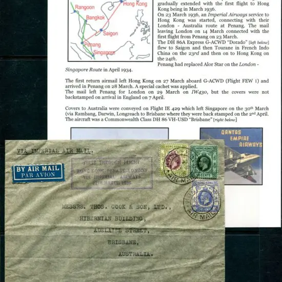 1936 (27th Mar) "First Through Flight Hong Kong to ...