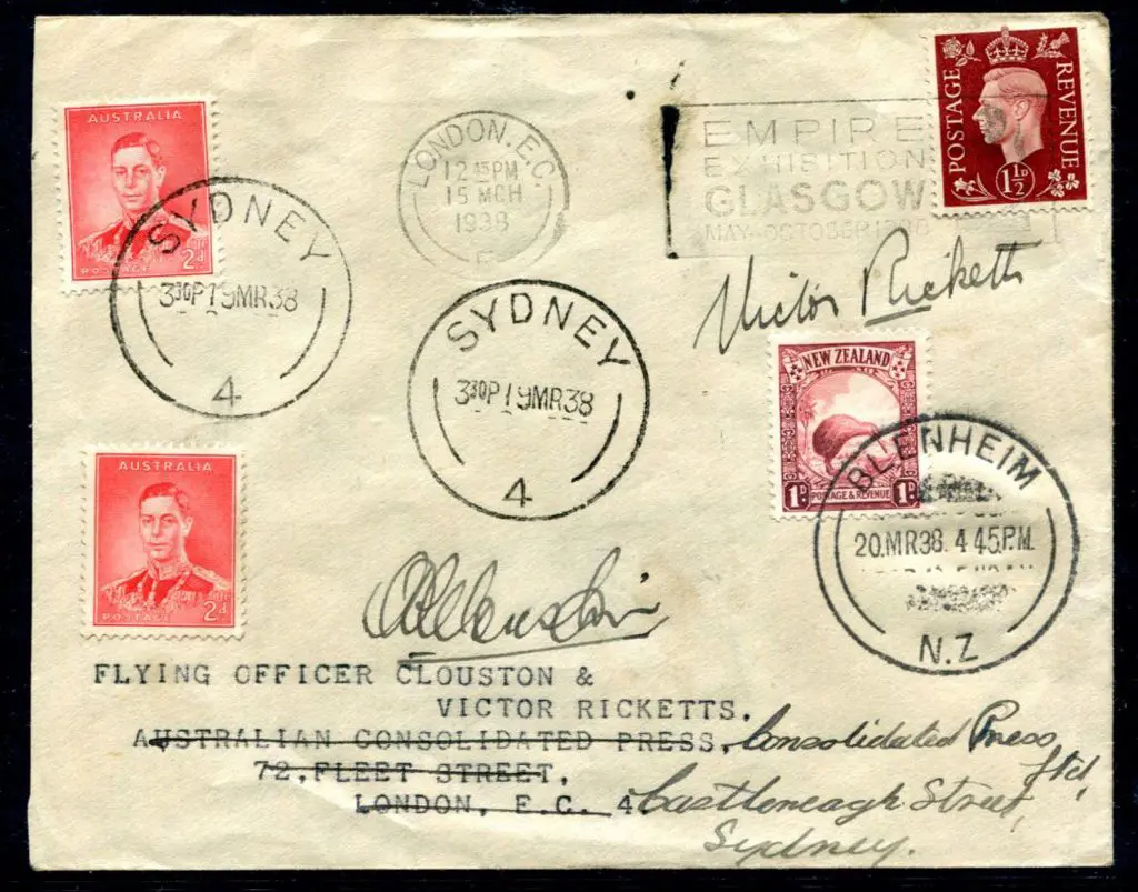 1938 (15th Mar) England to Australia to New ... Image 1++