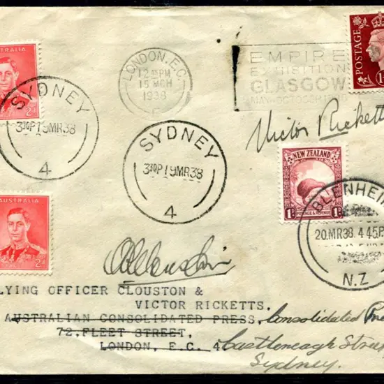 1938 (15th Mar) England to Australia to New ...